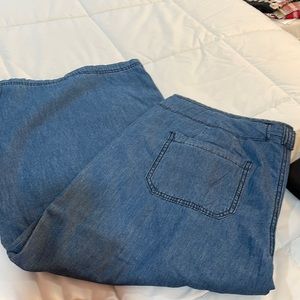 Cato wide leg crop chambray pants